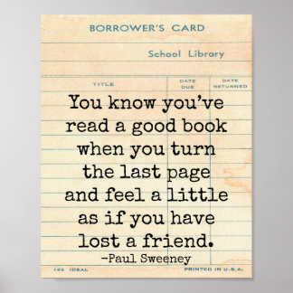 Ein gutes Buch verlor einen Freund Paul Sweeney Zi Poster