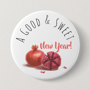Ein gutes und süßes neues Jahr! Feiertag Granatäpf Button