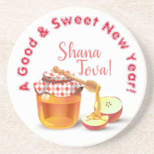 Ein gutes und süßes neues Jahr! Shana Tova Honig u Getränkeuntersetzer