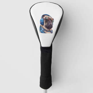 Ein Habu-Hund mit Sonnenbrille und Kopfhörern Golf Headcover