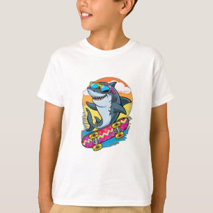 Ein Hai, der eine Sonnenbrille trägt und auf einem T-Shirt