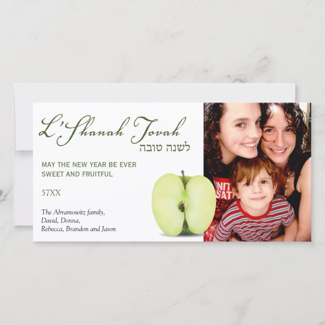 Ein halbes grünes Apfel Rosh Hashanah Feiertagskarte (Vorderseite)