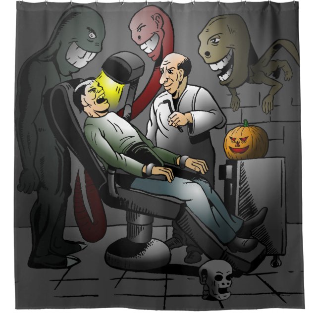 Ein Halloween-Abend beim Zahnarzt Duschvorhang (Vorderseite)