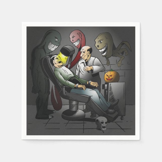Ein Halloween-Abend beim Zahnarzt Serviette (Vorderseite)