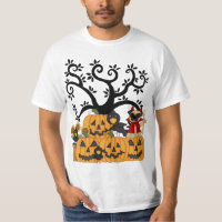 Ein Halloween-Kürbise, schwarze Vögel und