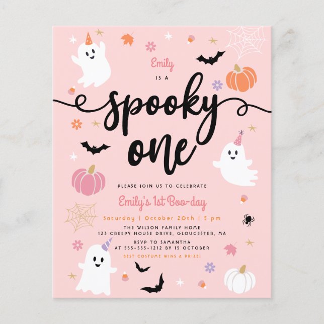 Ein Halloween Pink Ghost 1 Geburtstag (Vorderseite)