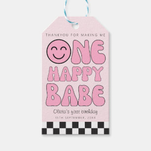Ein Happy Babe Happy Face Pink Geschenkanhänger