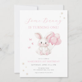 Ein Häschen Frühling Mädchen Rosa Hase Erster Gebu Einladung