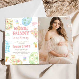 Ein Häschen ist auf dem Weg zur Babyparty Foto Einladung