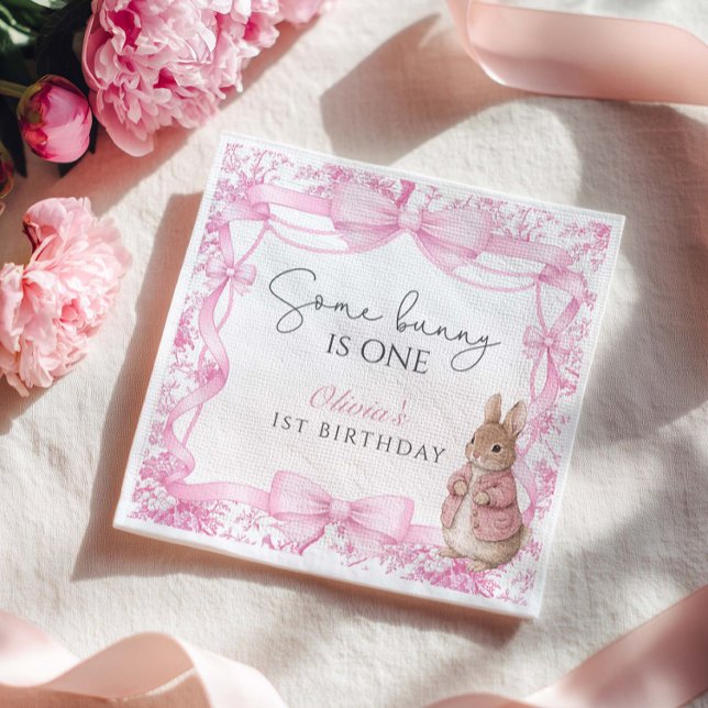 Ein Häschen ist ein Mädchen 1. Geburtstag Serviette (Von Creator hochgeladen)