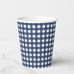 Ein Häschen ist Eins blaues Gingham Geburtstag Pappbecher