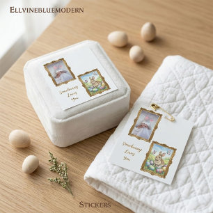 Ein Häschen liebt Dich Bilderrahmen Ostern Quadratischer Aufkleber