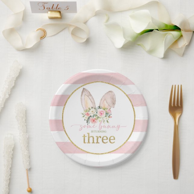 Ein Häschen wird DREI (Hasenohren) Pappteller (Hochzeit)