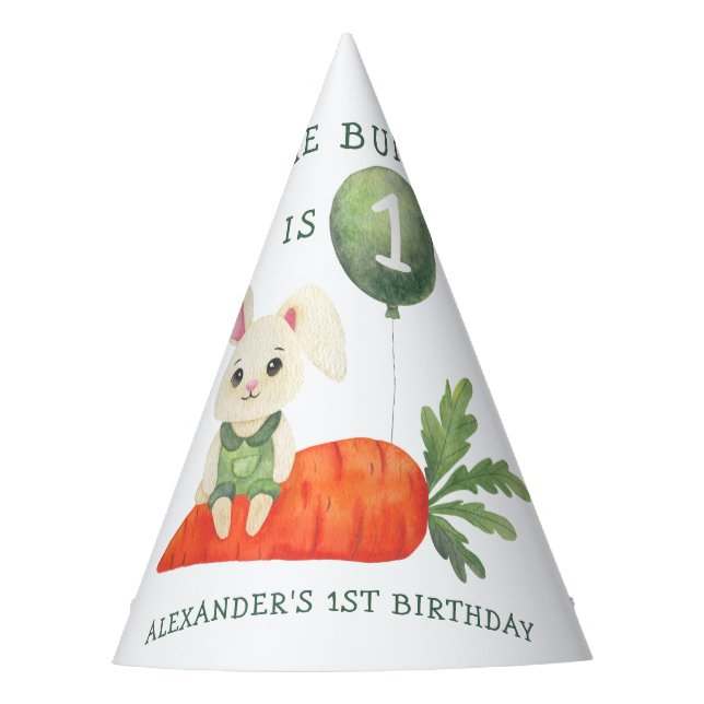Ein Häschen wird ein Jahr alt Partyhütchen (Vorderseite)