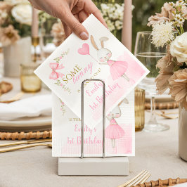 Ein Häschen wird Eins 1. Geburtstag, rosa Schleife Serviette