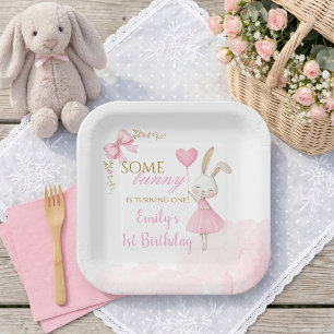 Ein Häschen wird Eins Rosa Kokette Ballerina Pappteller