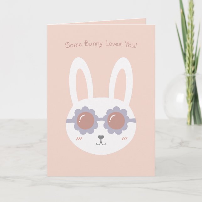 Ein Hase liebt dich Rosa Karte (Vorderseite)