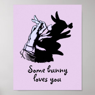 Ein Hase liebt Lila mit schwarzem Schatten Vintage Poster