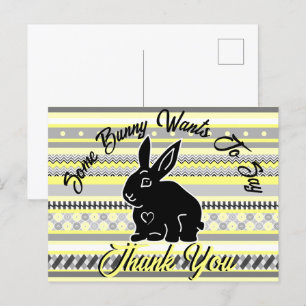 Ein Hase möchte Danke sagen, Gelb und Grau Postkarte
