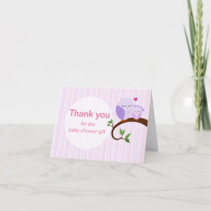 Ein Haufen einer Babydusche Lila Schüsseln Vielen Dankeskarte
