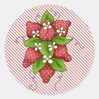 Ein Haufen Erdbeeren Runder Aufkleber