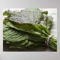 Ein Haufen frischer Senf-Grüntöne aus dem Bauer