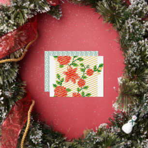 ein Haufen roter Blume auf weißem Hintergrund Folien Feiertagspostkarte