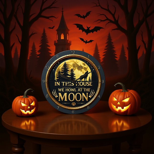 Ein Haus, das am Mond hisst Große Wanduhr (Von Creator hochgeladen)