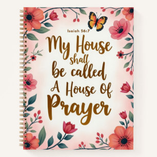 Ein Haus des Gebet 8"x11" Soft Cover floral Notizbuch