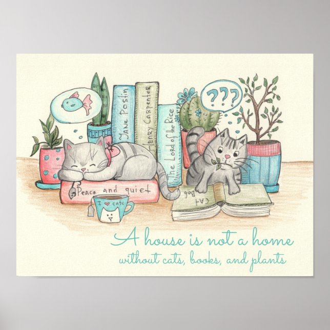 Ein Haus ist keine Zuhause ohne Katzen, Bücher und Poster (Vorne)