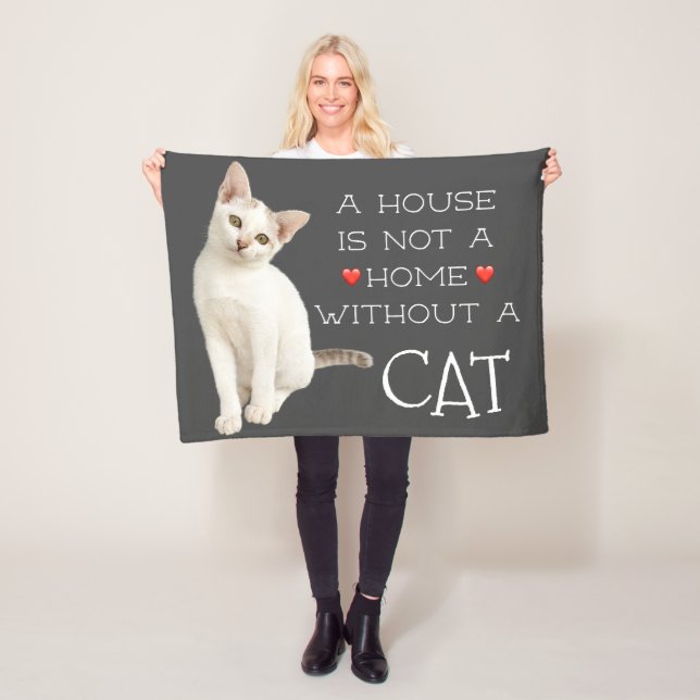 Ein Haus nicht eine Zuhause-weiße Katze Fleecedecke (Beispiel)