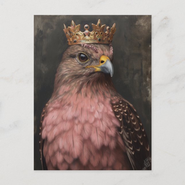 Ein Hawk mit einer Krone Postkarte (Vorderseite)