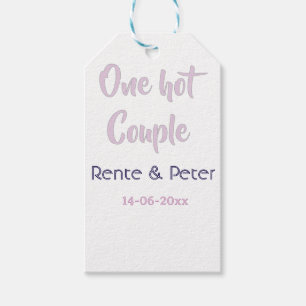 Ein heißes Paar fügt Namen lila Pastell Retro mode Geschenkanhänger