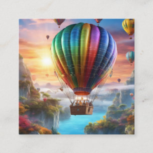 Ein Heißluftballon aus transparentem Krustentier Quadratische Visitenkarte