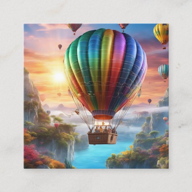 Ein Heißluftballon aus transparentem Krustentier Quadratische Visitenkarte (Vorderseite)