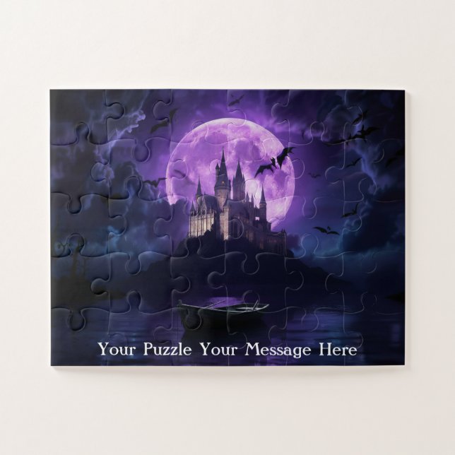 Ein heller Vollmond der Fledermäuse Puzzle (Horizontal)