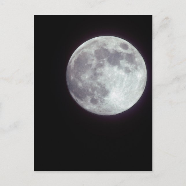 Ein heller Vollmond in einem schwarzen Nachthimmel Postkarte (Vorderseite)
