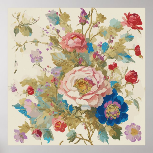 Ein herrlicher Garten mit Rose entfaltet sich! Poster (Vorne)