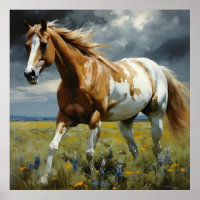 Ein herrliches Pinto Pferd auf der Wiese