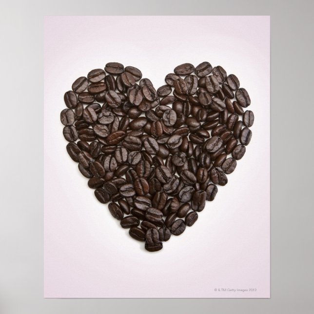 Ein Herz aus Kaffeebohnen Poster (Vorne)