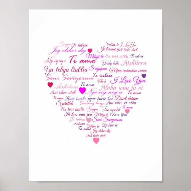 Ein Herz aus Worten "Ich Liebe dich" Poster (Vorne)