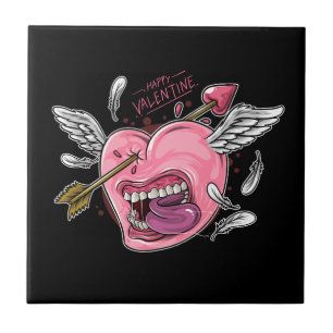 ein Herz der Liebe mit Lippen und Flügeln, die von Fliese