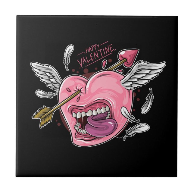 ein Herz der Liebe mit Lippen und Flügeln, die von Fliese (Vorderseite)