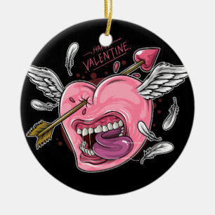 ein Herz der Liebe mit Lippen und Flügeln, die von Keramik Ornament