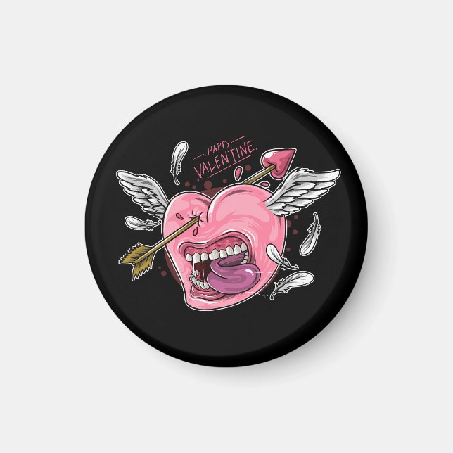 ein Herz der Liebe mit Lippen und Flügeln, die von Magnet (Vorne)