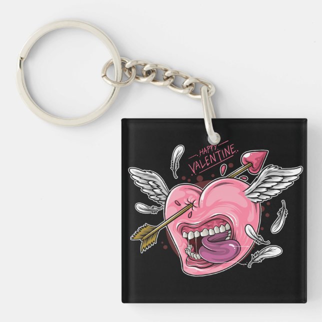 ein Herz der Liebe mit Lippen und Flügeln, die von Schlüsselanhänger (Vorderseite)