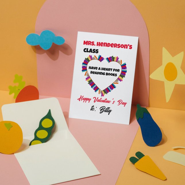 Ein Herz für das Lesen der Lehrerklasse Valentine Mitteilungskarte (Von Creator hochgeladen)