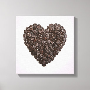 Ein Herz gemacht von den Kaffeebohnen Leinwanddruck