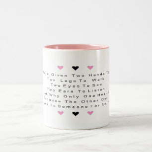 Ein Herz - schöne Wörter der Liebe Zweifarbige Tasse