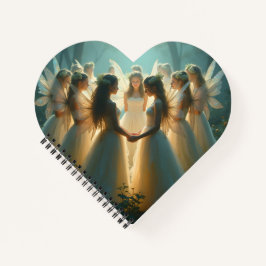 Ein herzförmiges Notebook mit einem Zirkel von Fai Notizbuch